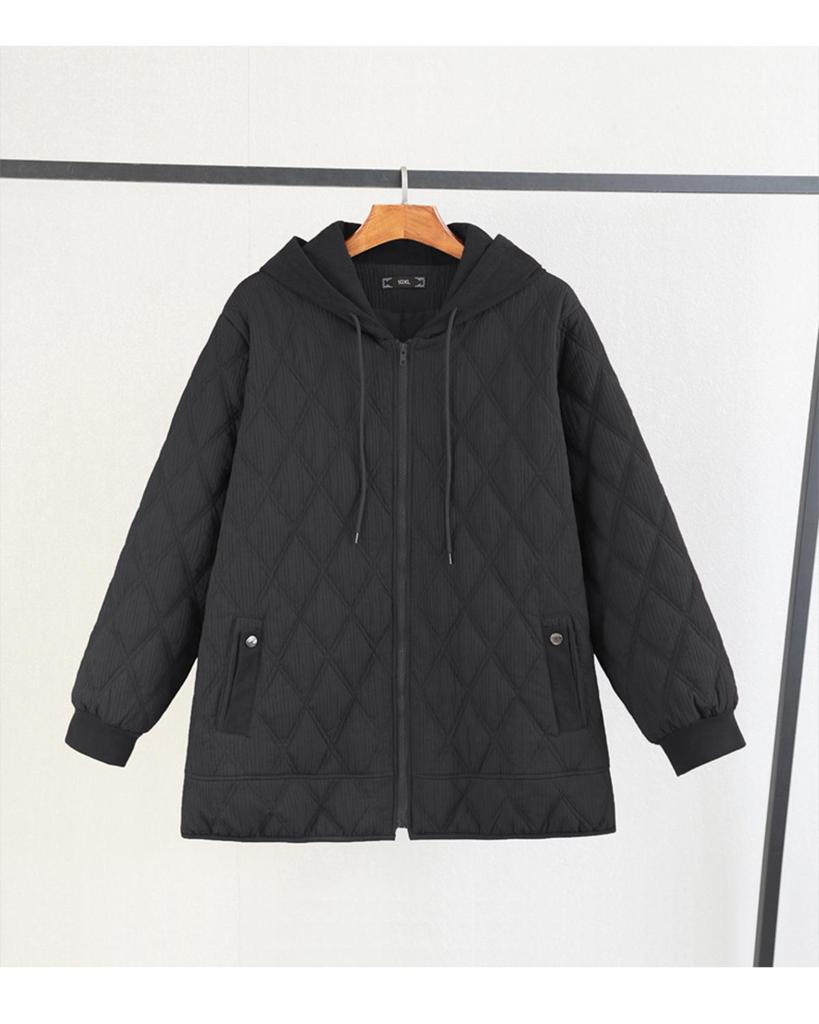 Plus Size Women's Winter Warm Hooded Cotton Jacket - Slimming Outerwear
