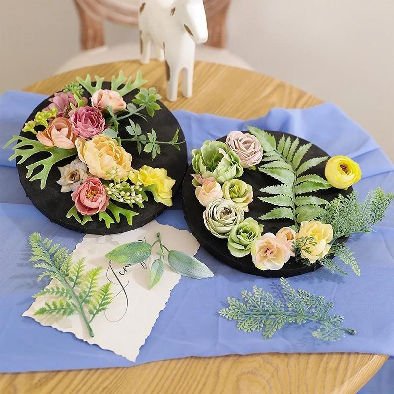 Green Artificial Plants Leaf Party Home Wedding Decor Accessories DIY Cake Candy Box Garland Christmas Decoration Flowers Wreath