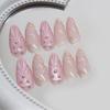 Simple manicure patch removable nail fake nail three-dimensional shell wearing nail gold line diamond 24 pieces