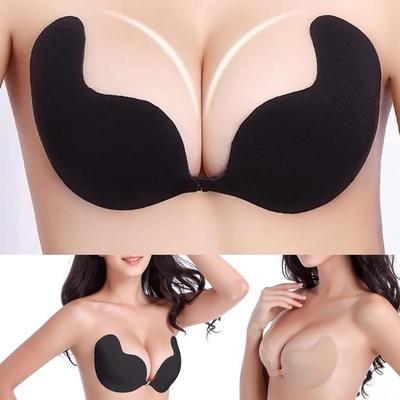 Push Up Adhesive Silicone Invisible Bra Perfect Cleavage Sexy Look - Black - Woman - Cup A