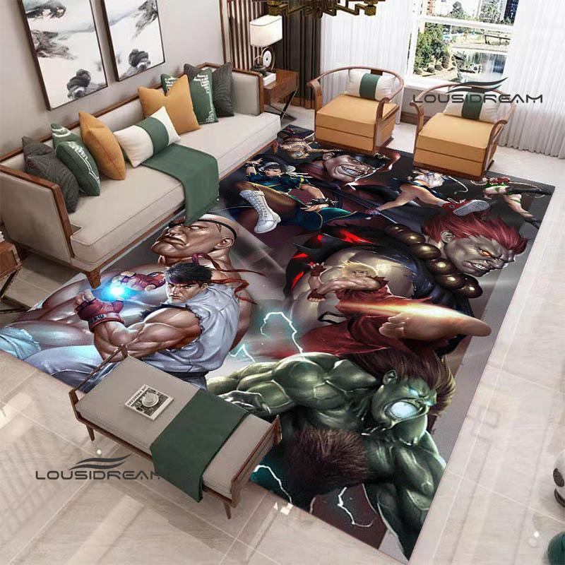 Klassisches Spiel Street Fighter Bedruckter Teppich Wohnzimmer Schlafzimmer Teppich Rutschfeste Fußmatte Foto-Requisiten Geburtstagsgeschenk