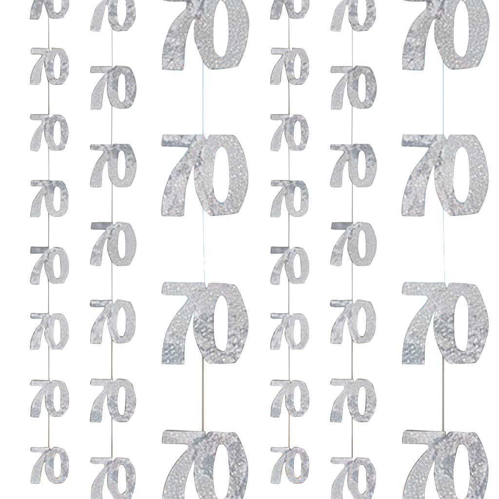 Unique Party Silver 70th Birthday/Anniversary Hanging String Decorations