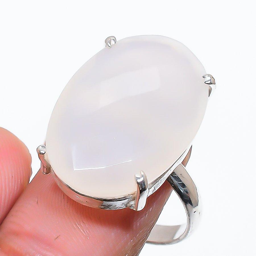 

Rose Quartz Gemstone Handmade 925 Sterling Silver Jewelry Ring Size 8 GK-6005