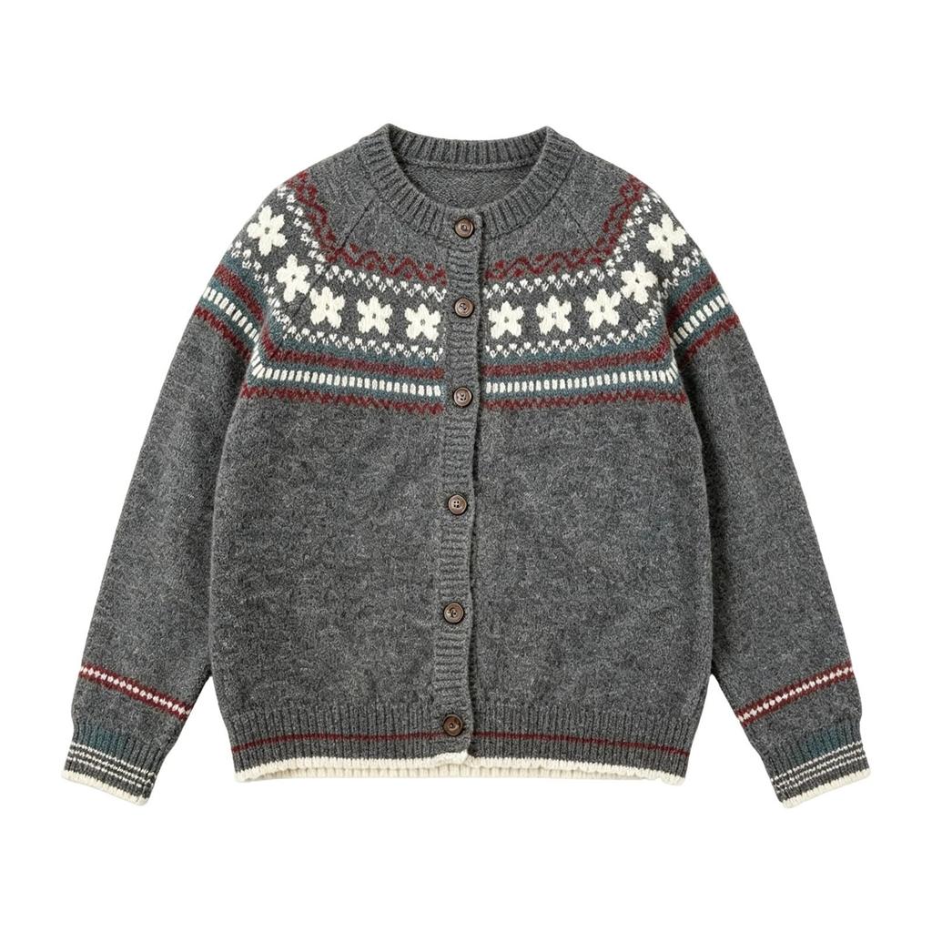 Cappotto Maglione Vintage da Donna con Scollo Tondo, Vestibilità Larga, Bottoni Colorati per Autunno e Inverno