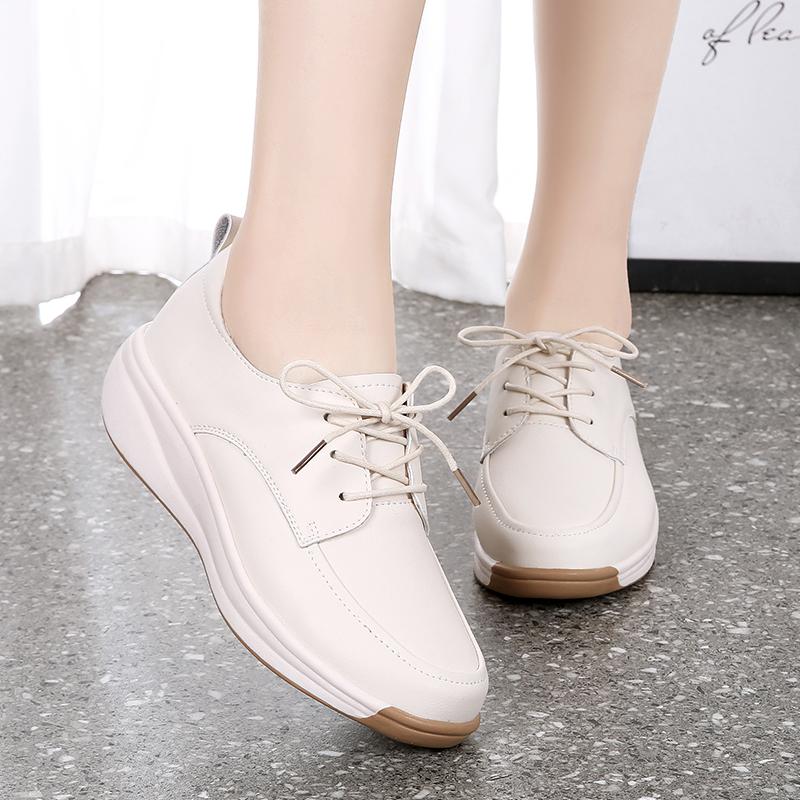 Women's Footwear Leather Driving Comfort Women’s Wedge Sneakers Casual Nurse Loafers for Girls Walking Minimalist Summer Maternity Shoes for Women