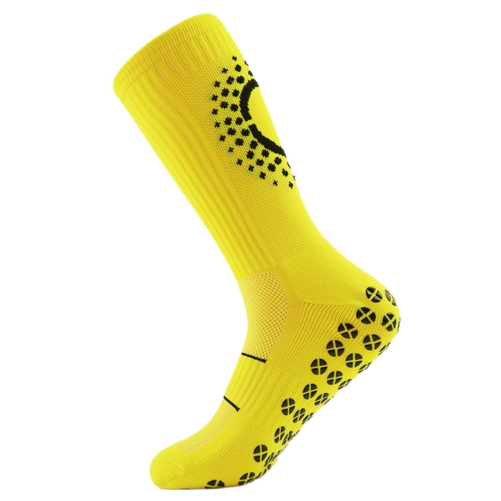 

Утепленные гольфы выше колена с махровой подошвой, спортивные футбольные протекторы для ног, противоскользящая резина, дышащие носки для альпинизма и бега 1 pair жёлтый