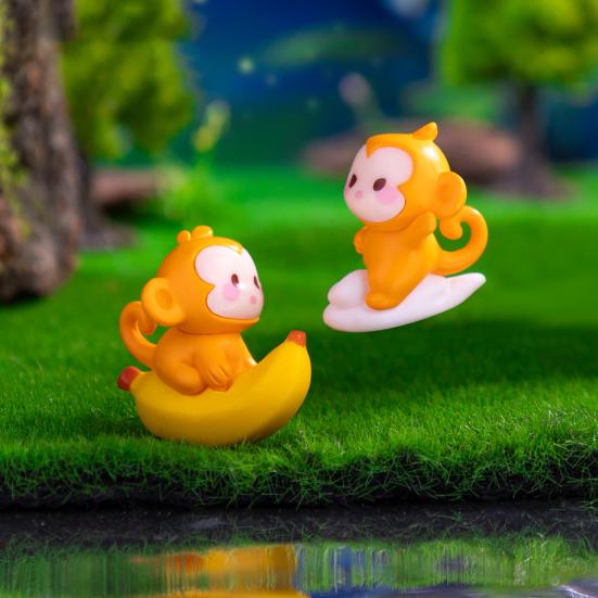 4 Pcs Monkey Miniatures Resin Mini Monkey Figurines Cartoon Miniature Monkey Statues for Desk DIY Micro Landscape