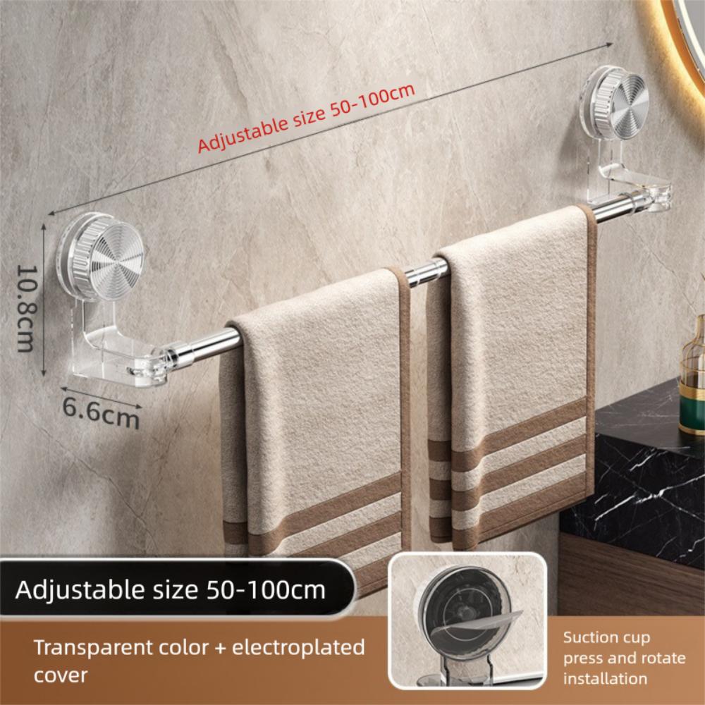 Portable Suction Cup Towel Holder Retractable Rotatable Angle Towel Rod No Drilling Storage Shelf Kitchen Bathroom