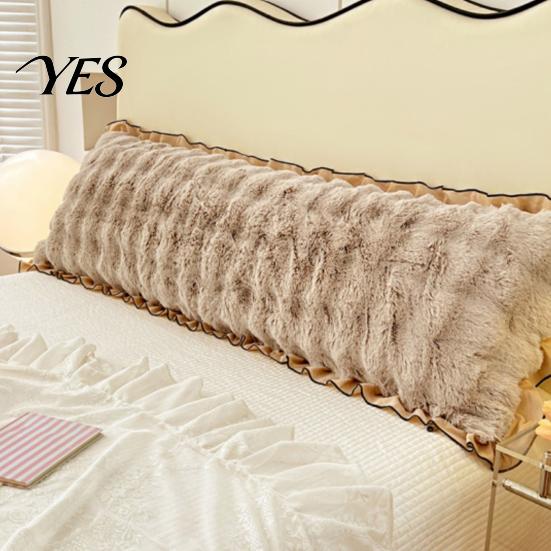 Luxury Decorative Sofa Cushion Covers Fluffy Body Pillow Cover, Faux Rabbit Fur Bed Cover with Zipper, Ruffle Hidden Zipper Trim, Plush Bubble