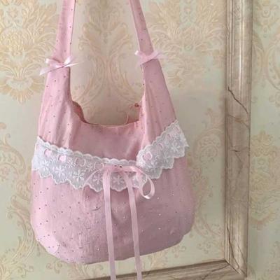 Bolsa feminina Japão e Coreia do Sul, bolsa de ombro com laço e renda, bolsa de lona para estudantes de alto nível de aparência, fada