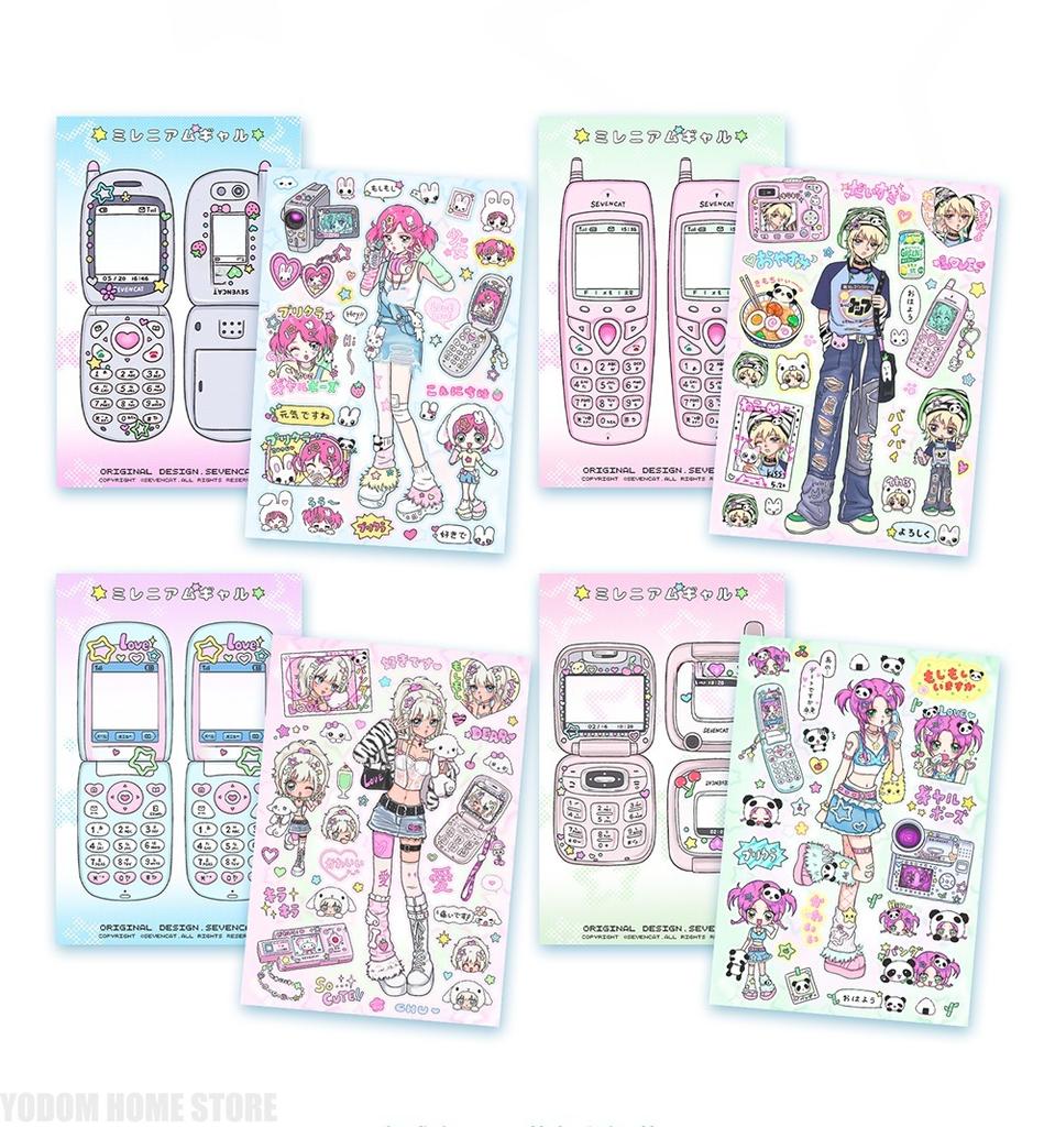 Y2K Vintage Millennial Hot Girls Handsome Guy Cartoon Anime Stickers for Craft Supplies Scrapbooking Material Aesthetic