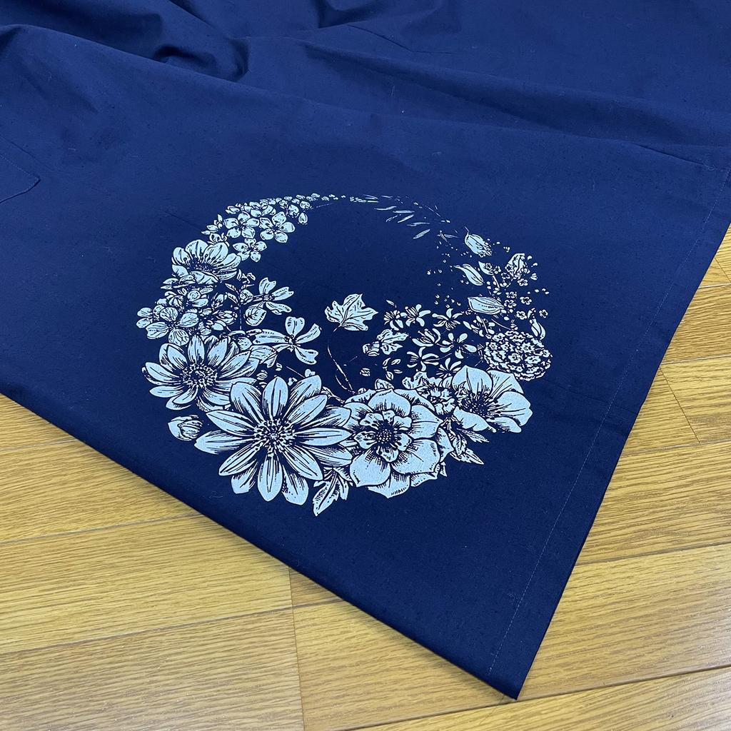Exclusive Original Mizuyagi Length Bouquet [momoten] [Amazon Brand] (Mizuyagi) Kimono, Workwear, Samue, Haori, Bathrobe, Apron, Navy, 120cm,