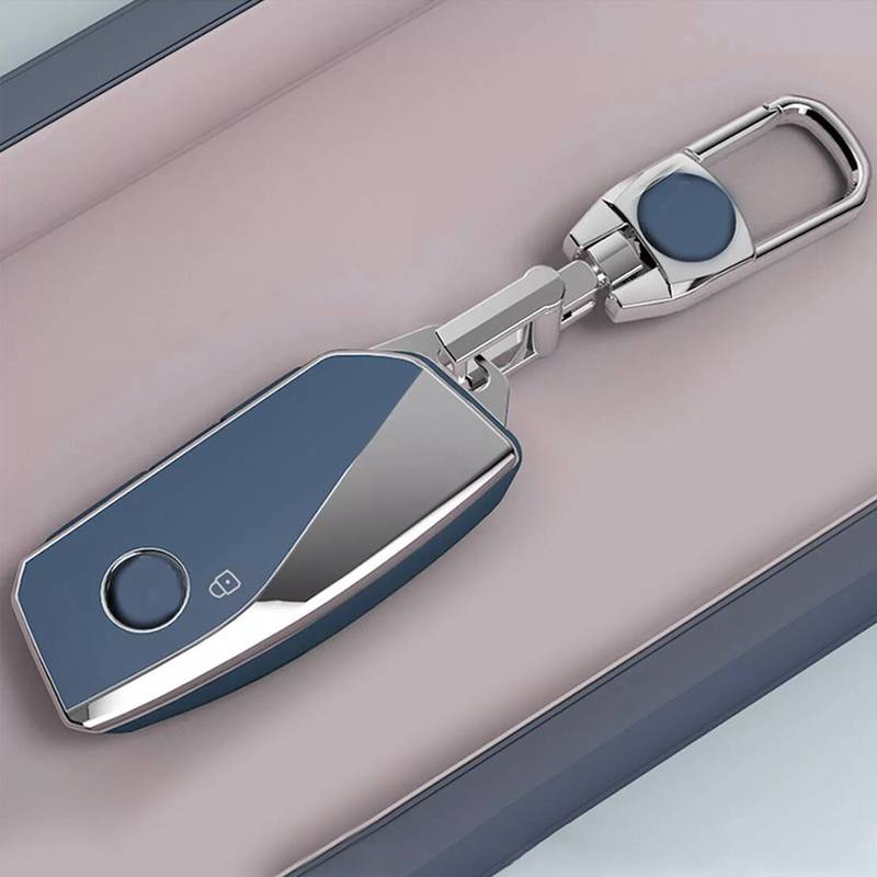 

Car Remote Key Fob Case Cover Fit For BMW 2 7 Series X1 iX XM X5 X6 X7 Blue & Silver TPU