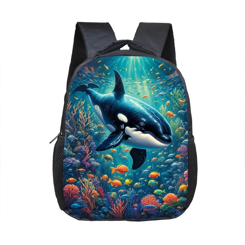 Dolphin / Turtle / Octopus/ Starfish Print Backpack for Children Marine Organism Schoolbags Toddler Kindergarten Daypack Bookbag