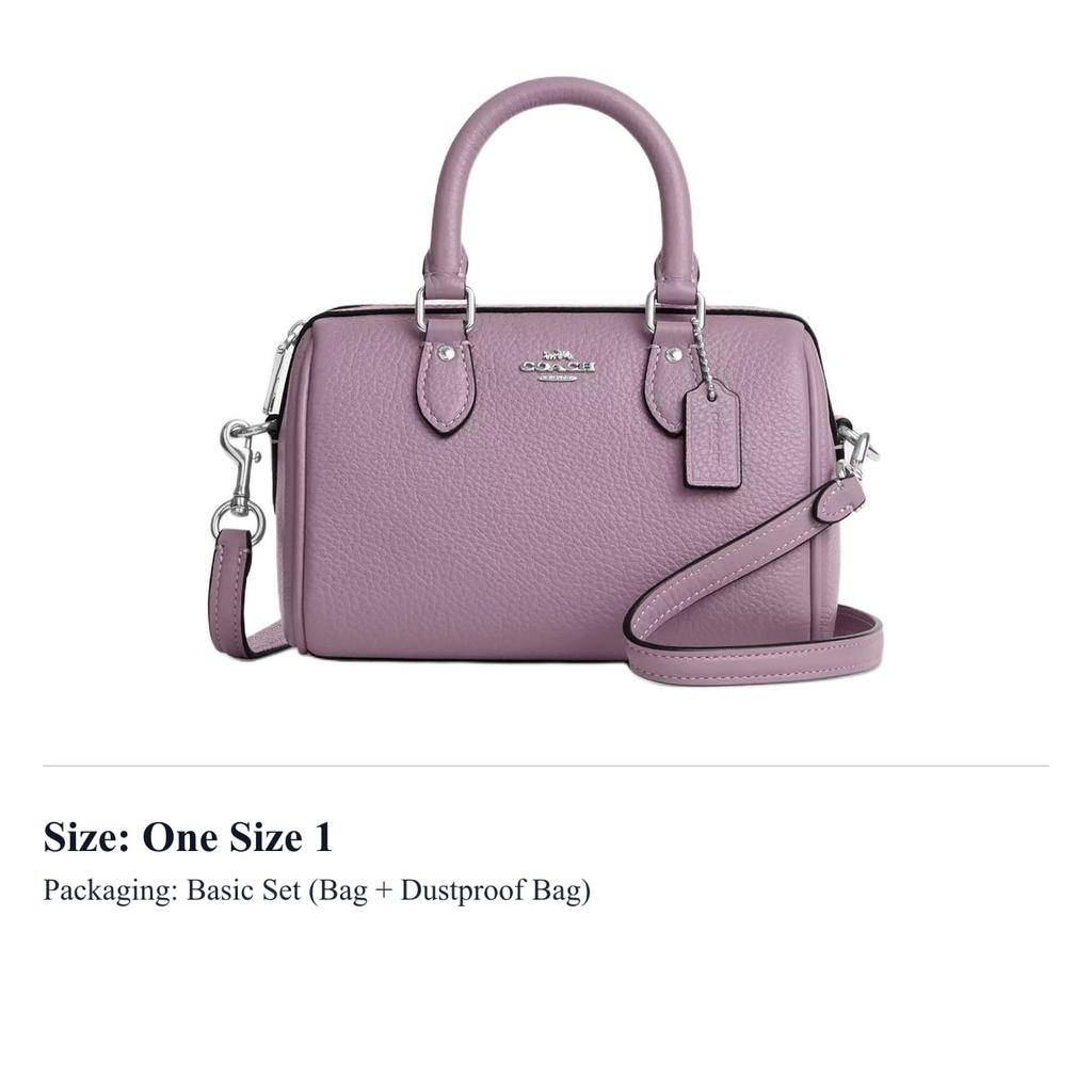 Coach Rowan Refined Pebbled Leather Boston Bag Handbag Mini Women's Purple CW328-SVNII