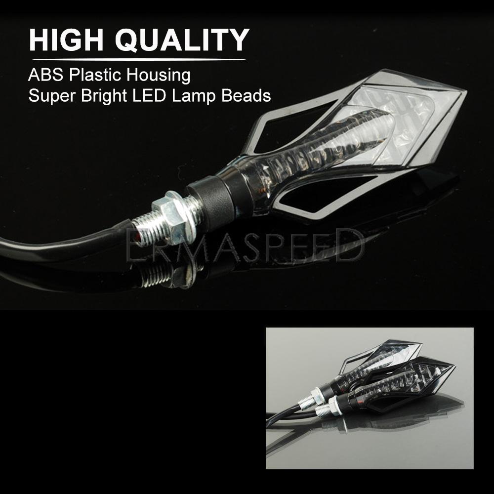 2PCS Arrow LED Motorcycle Turn Signals Blinker Flashing Steering Lights Warning Front Rear Indicators For Motorbike