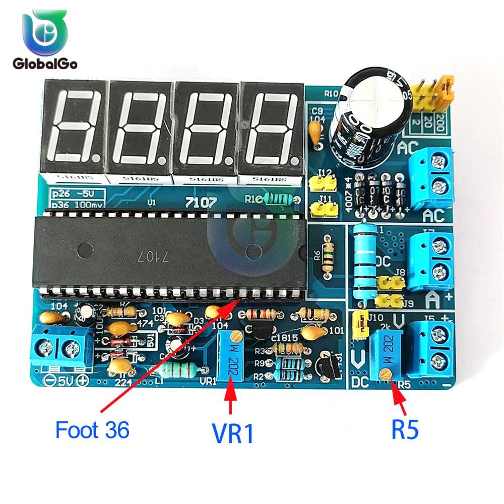 7107 DC5V Digital AC/DC Voltmeter Kit DIY Electronic Kit Module 35mA Red Display Soldering Training Suite