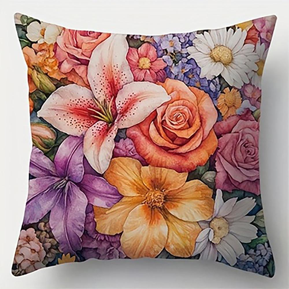 1/4pcs Floral Patterned Pillowcases for Cozy Decor Sofa Cushion Cover Home Bedroom Room Decoration
