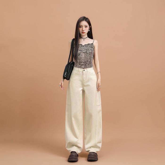 Women's Spring Wide Leg Jeans Women's Spring High Waist Skinny Wide Leg Pants Women's Spring Straight Leg Pants Women's Spring