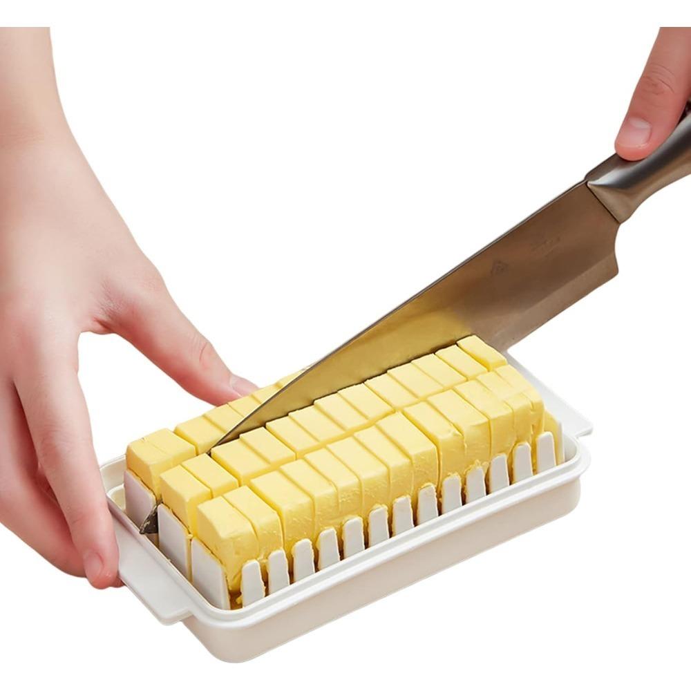 Butter Dish with Lid Covered Enamel Keeper Beech Wood Top Plastic Lid Airtight Storage Container for Cheese Tray Kitchen