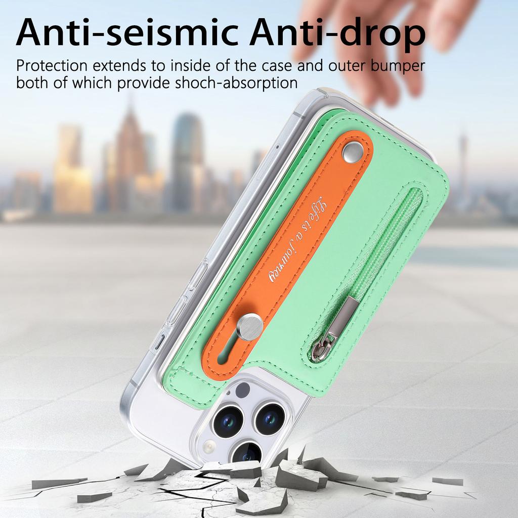 Kickstand Zipper Wallet with Card Holder Plastic Phone Case for iPhone 16 15 14 11 Pro Max XS XR 7 8 Plus 13 12 Mini Cover