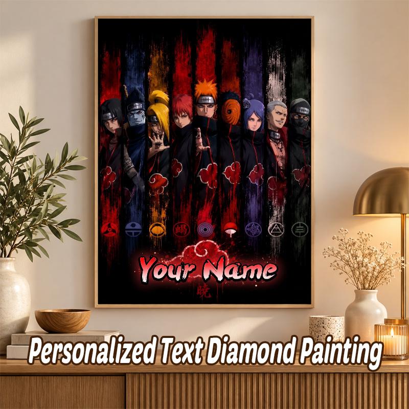 Akatsuki Naruto Custom Name Diamond Painting Personalized 5D Full Drill DIY Diamond Art Home Decor