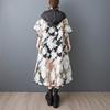 Short Sleeve Plus Size Mesh Vintage Floral Hooded Casual Loose Long Summer Trench Coat for Women Outerwear