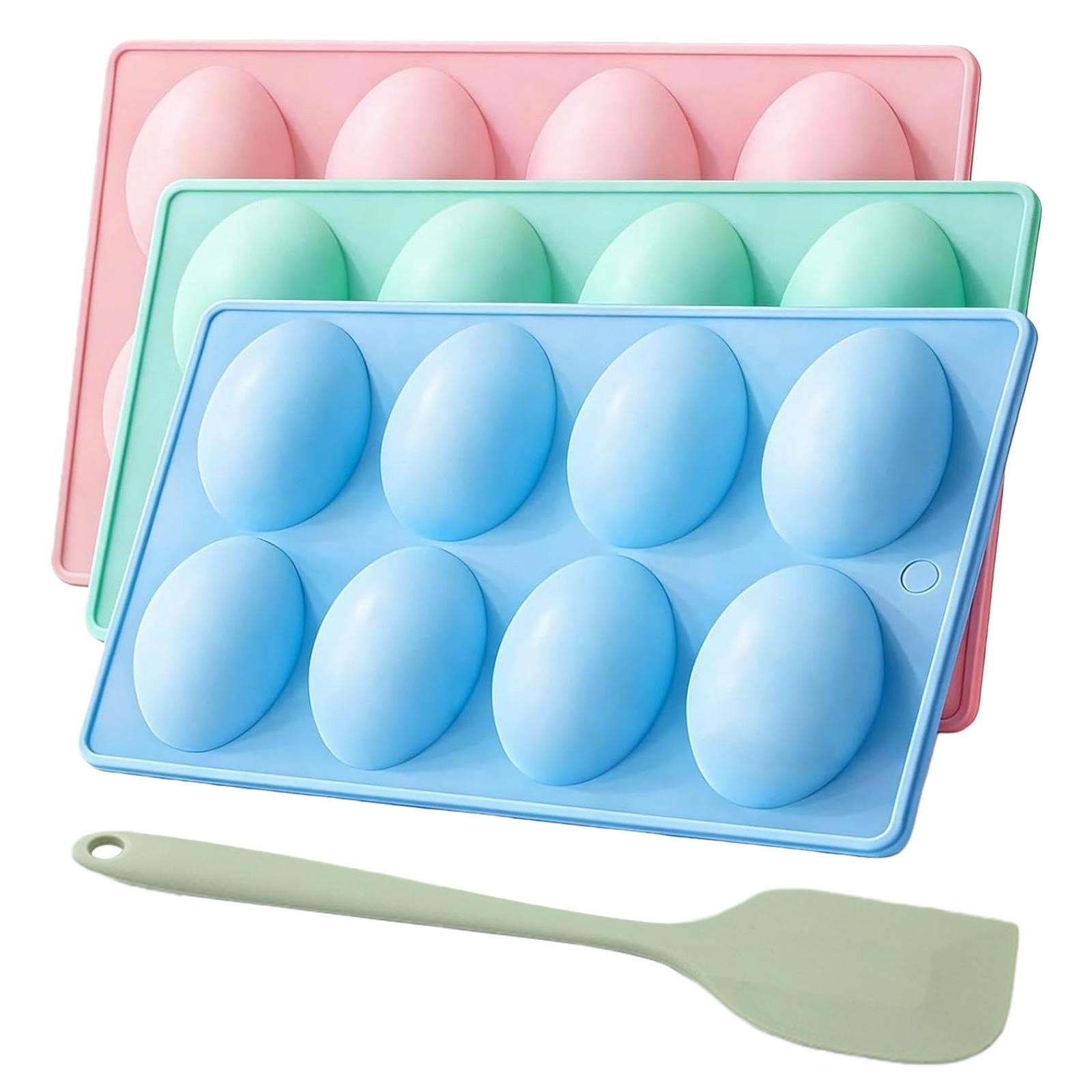 

8-Cavity Egg Shaped Silicone Molds Baking Supplies 3Pcs Egg Shaped Cake Pop Molds for DIY Cake Decoration Chocolate Candy Jello