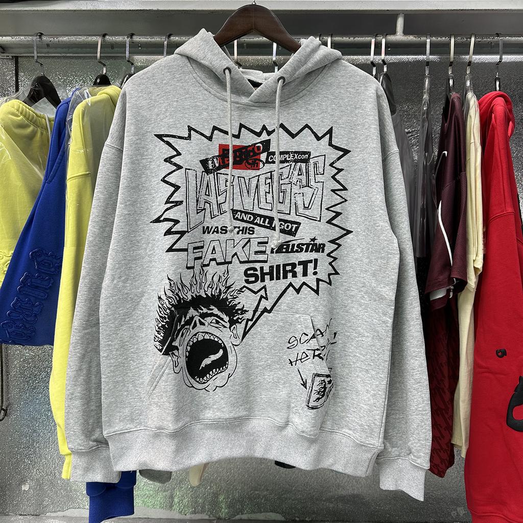 [Autumn and Winter Series] Fog High Street Washing Water Old Heavy Industry Head Printing Casual Sweater Couple Hoodie