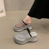 French Muffin Platform Sandals Women's 2025 New Hollow Breathable Wedge Heel Half Slippers Small Height-increasing Cool Slippers