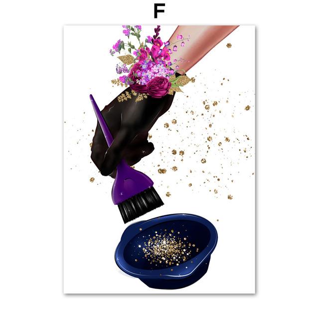 Hair Salon Wall Art Hairdresser Beautician Nordic Nail Canvas Painting Posters and Prints Wall Pictures for Beauty Salon Decor No Frame