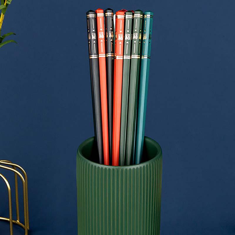 5 pares de pauzinhos coreanos para alimentos antiderrapantes varas de sushi reutilizáveis ​​liga chinesa conjunto de talheres de liga saudável