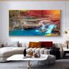 Landscape Natural Waterfall Canvas Painting Nature Red Tree Forest Posters And Prints Wall Art Pictures Home Decor No Frame