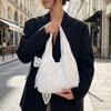 With Silk Scarf Floral Print Lace Handbag Canvas Versatile Embroidery Lace Shoulder Bag Lightweight Underarm Bag