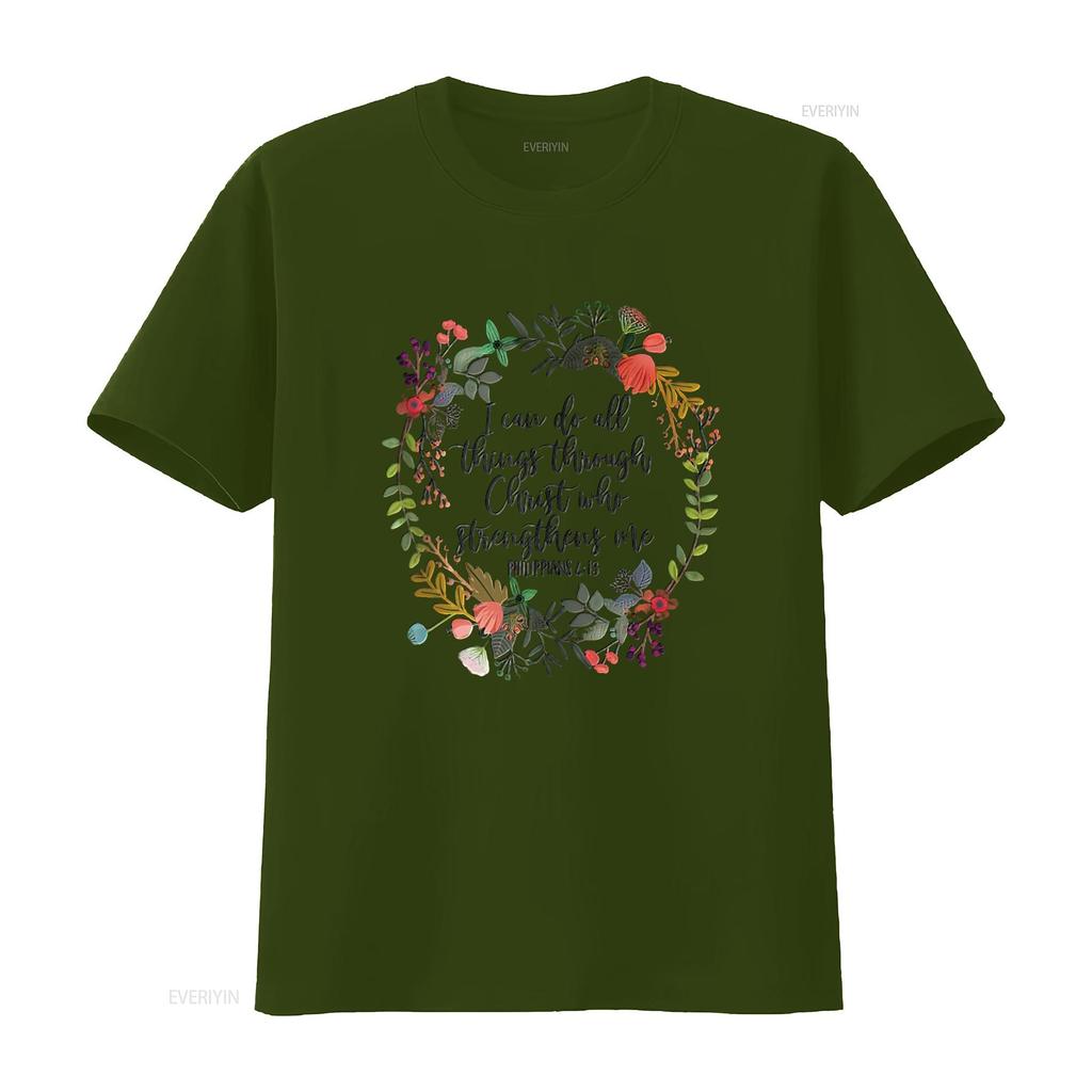 Womens Philippians 4 13 I Can Do All Things Through Christ T Shirt vintage Washed Soft Stretched Breathable designer clothes