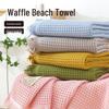 Large Unisex Honeycomb Waffle Cotton Bath Towel with Tassels, 90x180cm, Multi-color
