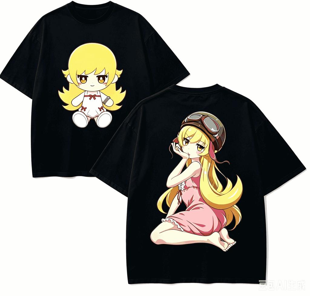 T-shirt per Amanti dell'Anime della Serie Monogatari Harajuku Cotone Nuovo Modello High Street Moda Retro Oversize Unisex Prodotto Caldo Coppie