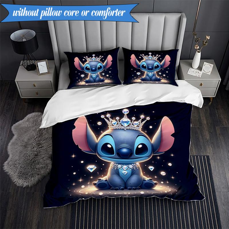 Cartoon Sti Alien 3pcs K-pop music group Bedding set,Ideal for Bedroom, Dormitory,Including Duvet Cover And 2pcs Pillowcases,Fan gifts