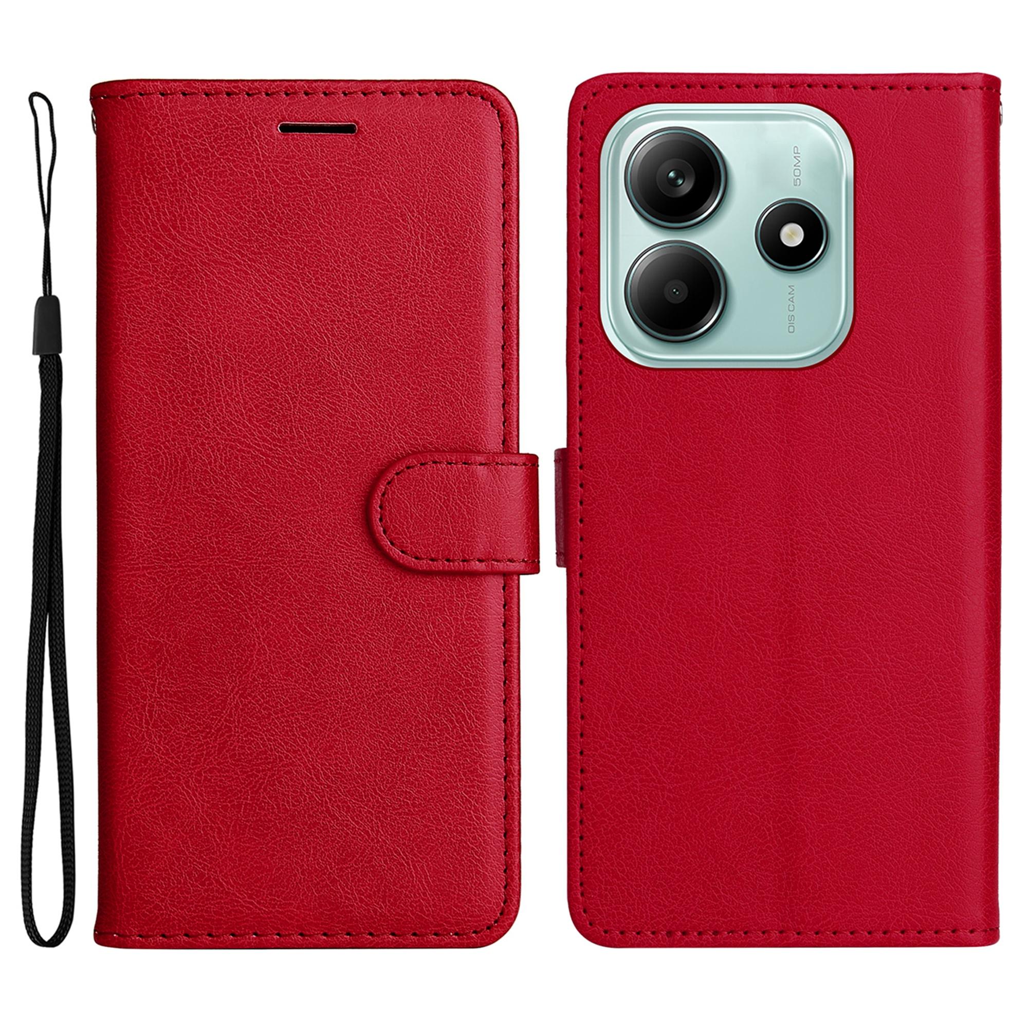 

Чехол для Xiaomi Redmi Note 14 5G Однотонный кожаный чехол для мобильного телефона Кошелек-подставка с ремешком D