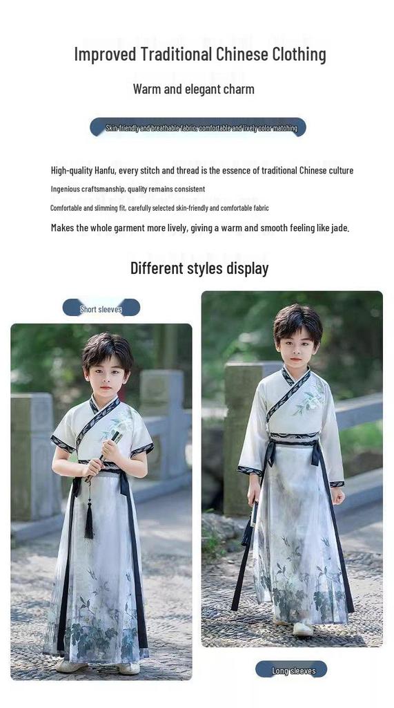 Boys' Autumn Ming Dynasty Style Hanfu: Ancient Chinese Tang Suit for Young Masters