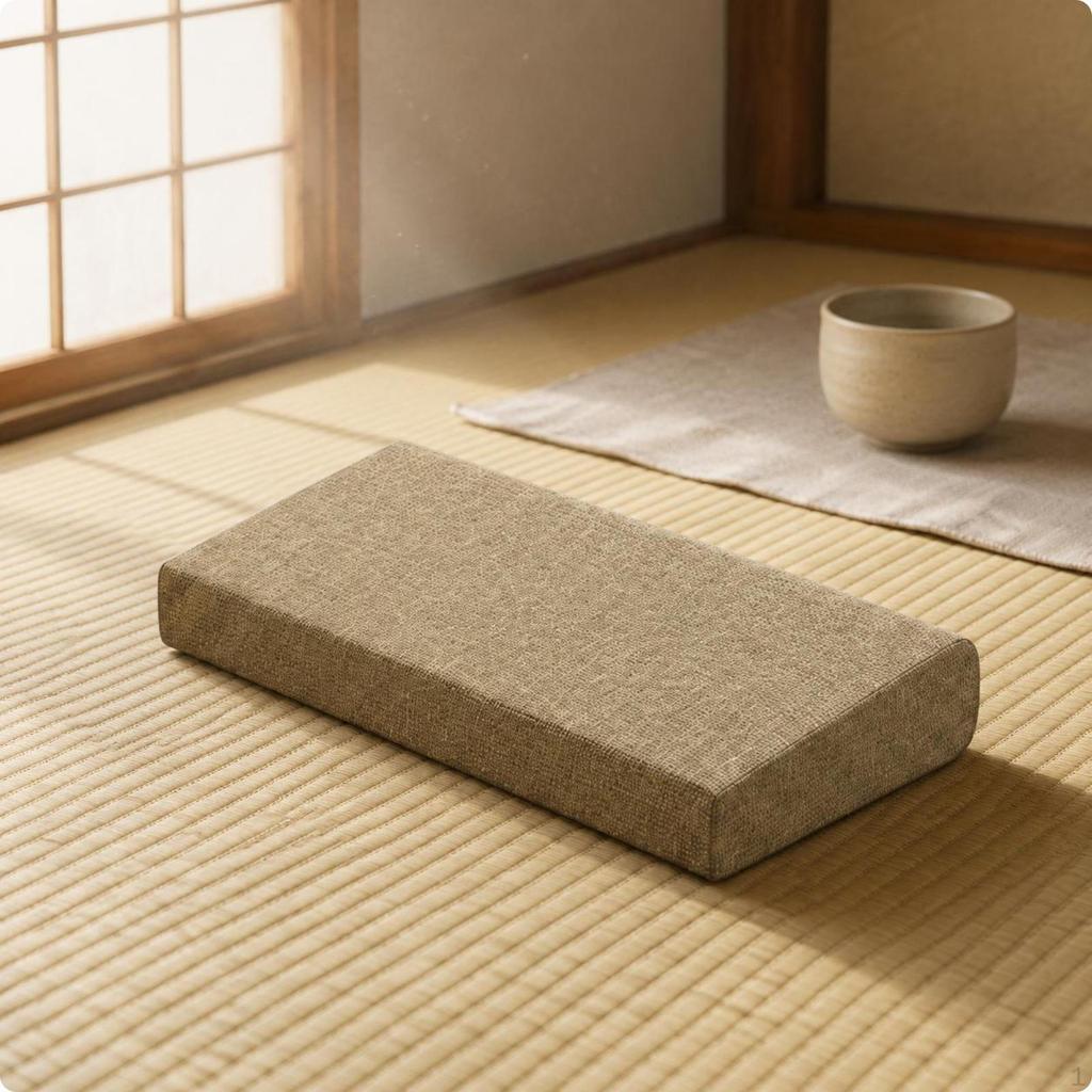 Wedge Meditation Cushion Textured textileCovered Floor Pillow Beige