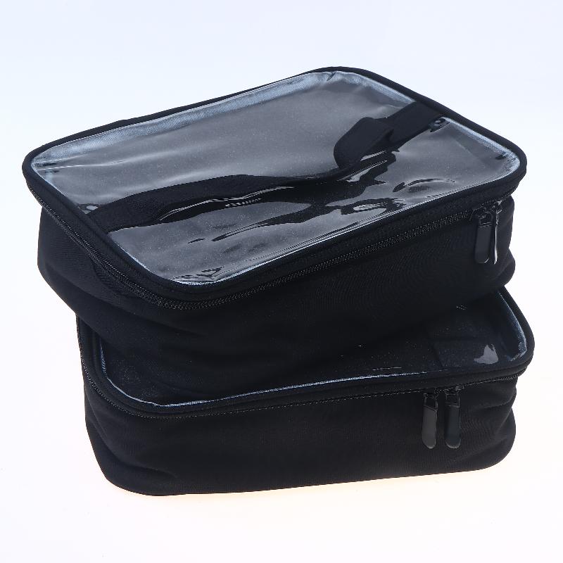 30-Slot Nail Polish Storage Bag, Black Gray Portable Hand-Held Large Cosmetic Bag, Holds Up To 30 Bottlessmall Clear Nail Polish