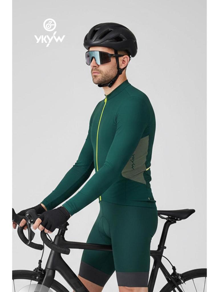 YKYWBIKE Long Sleeve Fleece Cycling Jersey - Warm Winter Road Bike Top