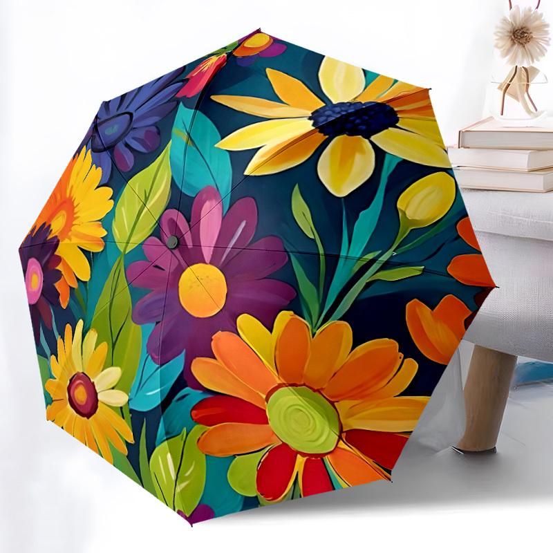 1pc Floral Pattern Automatic Open/close Folding Umbrella, Compact Portable Travel Umbrella, Cute Umbrella, Durable Construction yy260328035