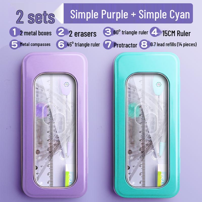 Student Geometry Ruler Set for Elementary to Junior High - Includes Compass, Triangle, and Sixth Grade Supplies