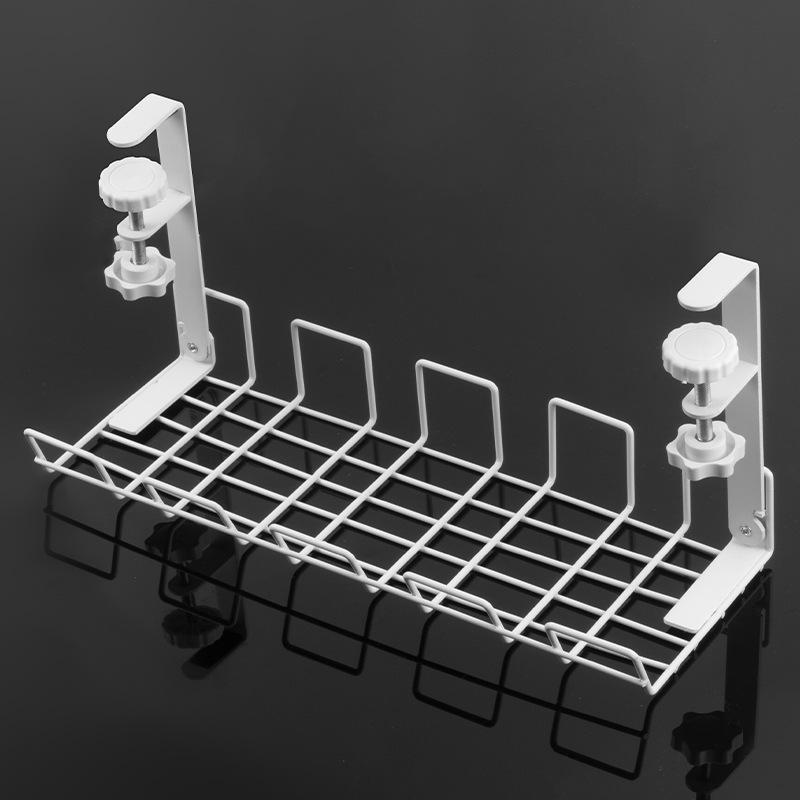 Under-Desk Punch-Free Cable Organizer: Adjustable Storage Rack for Power Strips and Data Cables
