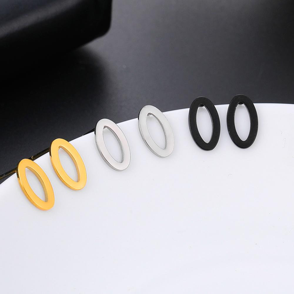 Geometric Stud Earrings Women Stainless Steel Round Square Oval Hexagon Star Triangle Rectangle Trend Jewelry Gifts