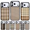 Braune Karo-Handyhülle für iPhone 17 16 15 14 13 Pro Max Rückabdeckung für 12 11 Pro Coque