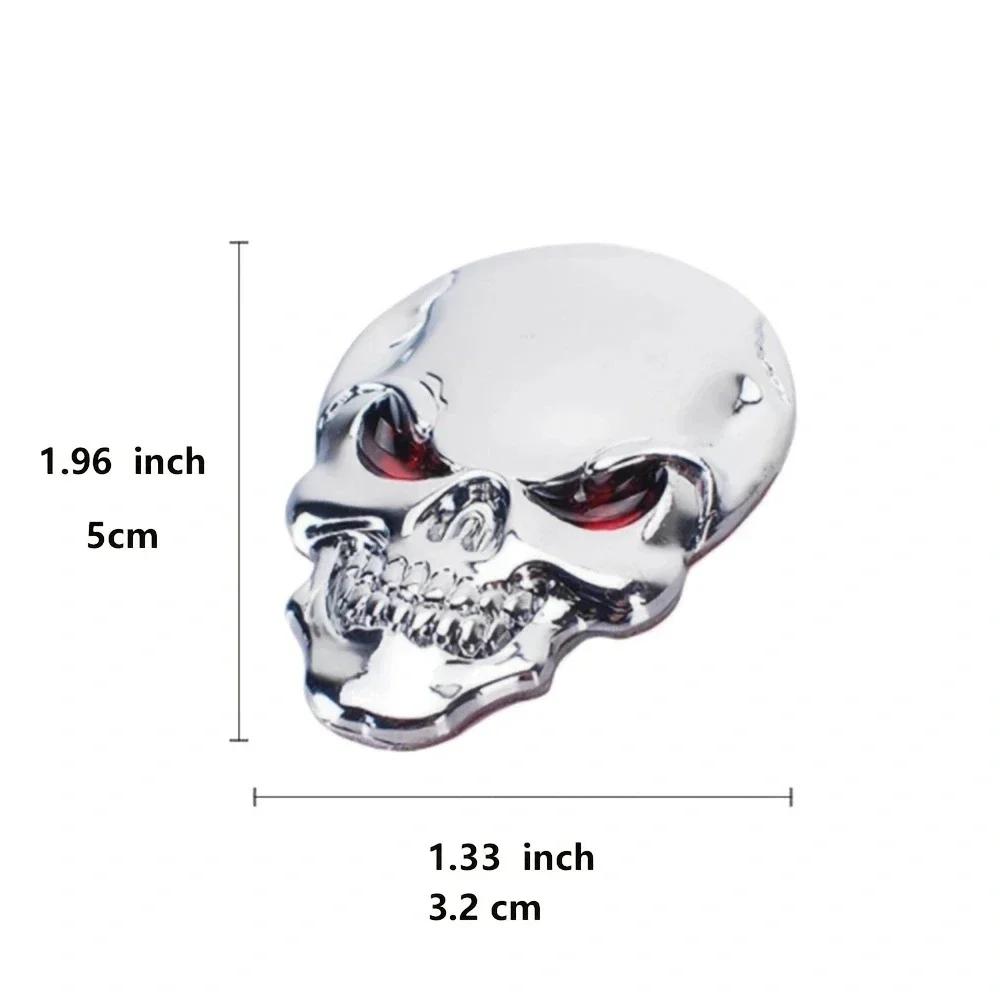 2 Stück 3D Totenkopf Autoemblem - Piraten Skelett Metallabzeichen, Freibeuter Kopf Aufkleber für Karosserie/Heckklappe, Wasserdichter Aufkleber