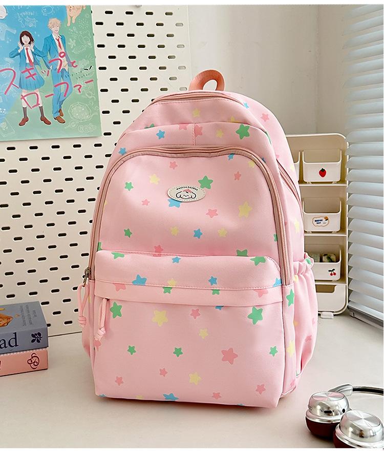 Schoolbag High Value and Lightweight Ins Harajuku Little Star Printed Schoolbag Japanese Ins Sweet Soft Sister Travel Cute Backpack